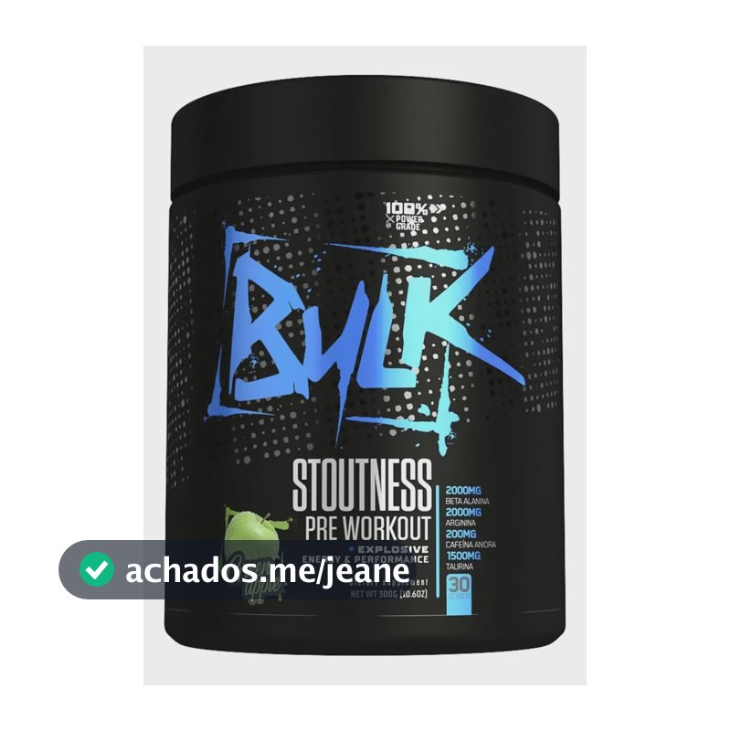 Pré Treino Bulk Nutrition Stoutness 300g Maçã Verde com Beta-Alanina e Cafeína