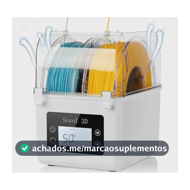 Caixa de secador de 2 filamentos Sovol Sh01 Pla+, petg, tpu, abs, cor branca