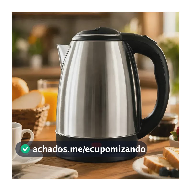 Chaleira Elétrica Inox 1,8 Litros Jarra Aquecedora Com Desligamento Automático e Base Giratória Aquecimento Rápido Alça Ergonômica Para Escritório Casa Cozinha Viagem Fervedor De Água Moderno