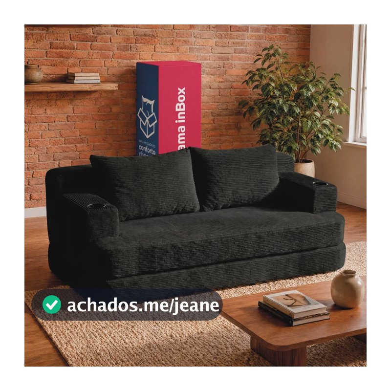 Sofá Cama Nami. 1,50m Xpand Tech Tecido Velourê Cama Inbox Preto Liso