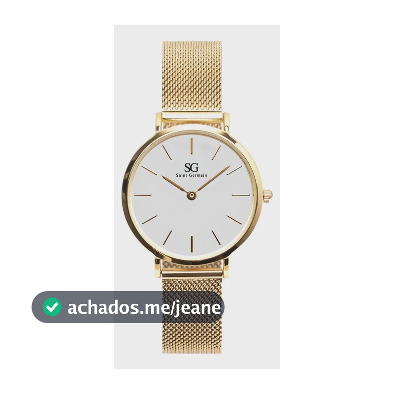 Relógio Feminino Dourado Chelsea Gold 32mm Fundo Branco Saint Germain