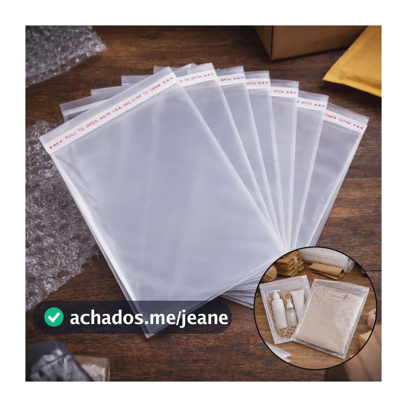 Kit Saquinho Adesivo 15x20 Cm Transparente 1000 Uni Plástico