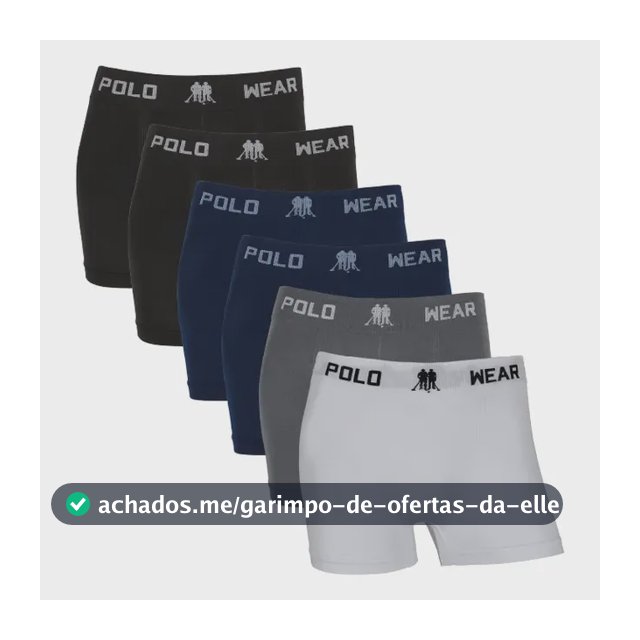 Kit 6 Cuecas Boxer Sem Costura Polo Wear Microfibra