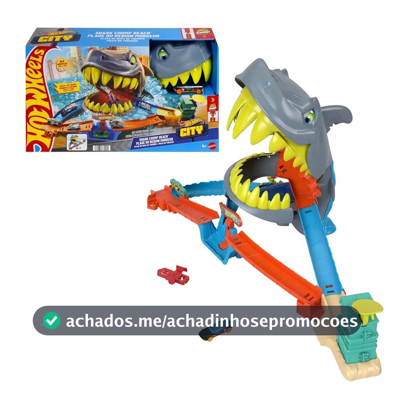 Hot Wheels Pista City Shark Chompbeach Praia Tubarão