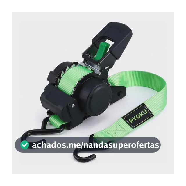 Cinta Catraca Automatica Retratil 3,5m 680kg Para Amarracao Verde