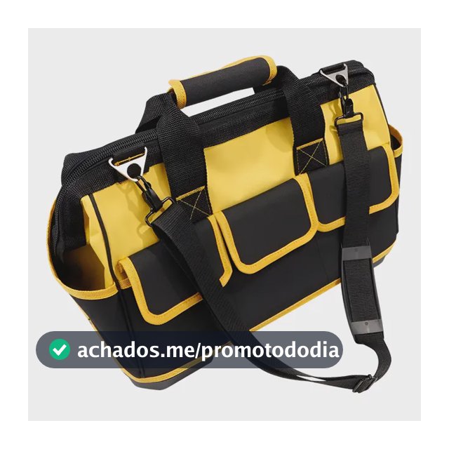Bolsa Ferramentas Grande Reforçada Manutenção Eletricista Com Alça Amarela 16 Divisões Fundo Rígido
