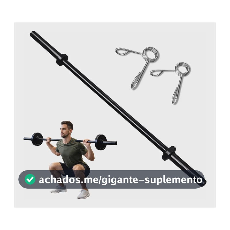 Barra Reta Body Pump Fitness Musculação 120cm Preto Preto