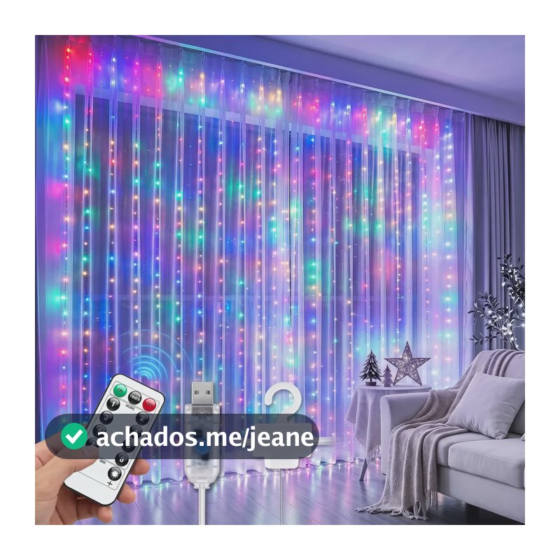 Luz De Cortina 300 Leds 3x3 M Pisca Pisca Decoração De Natal Colorido 110220 V