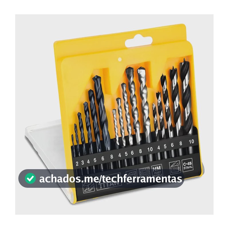 Kit Jogo De Brocas 16 Peças Metal Alvenaria Madeira C/ Estoj