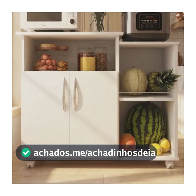 Fruteira Balcão Com Suporte Para Microondas C/ 4 Rodas