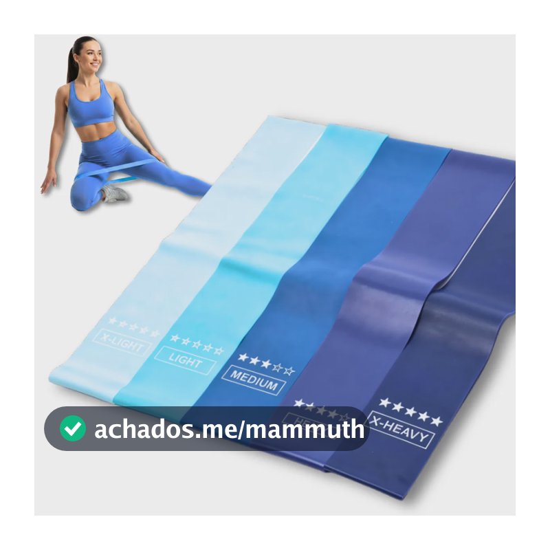 Kit 5 Faixa Elástica Super Mini Band Extensor Elástico Para Treino Resistência Funcional Academia Ginástica Yoga Esporte Banda Extra Forte De Treinamento Thera Pilates Fisioterapia Alegria Azul