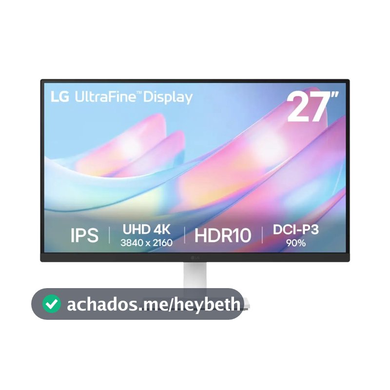 Monitor LG UltraFine - Tela IPS UHD 4K 27", HDR10, DCI-P3 90% , Dynamic Action Sync, Branco– 27US500