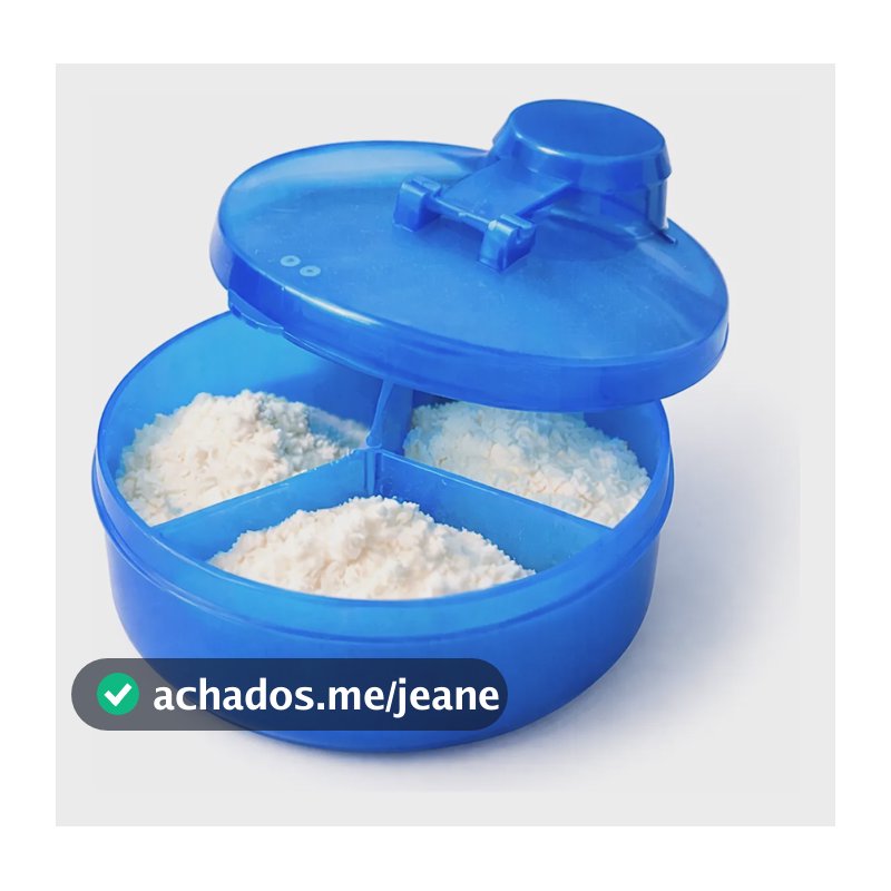 Porta Leite Em Pó Fórmula Dosador 3 Divisórias Bebê Azul Azul
