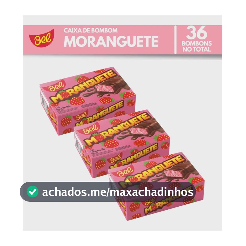 Kit 3 Caixas Bombom Moranguete 108g Bel Chocolates Original