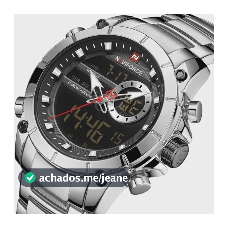 Relógio Homens Quartz À Prova D'água Aço Inoxídável Relógio Prateado