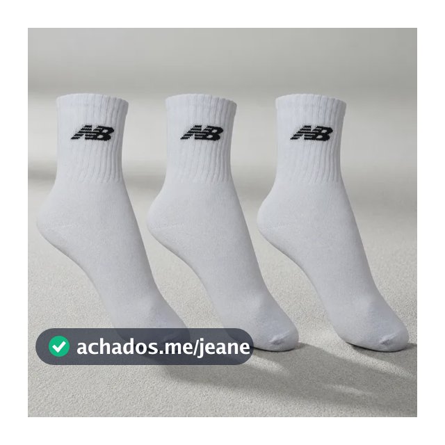 Kit 3 Pares Meias New Balance Cano Longo Unissex Original