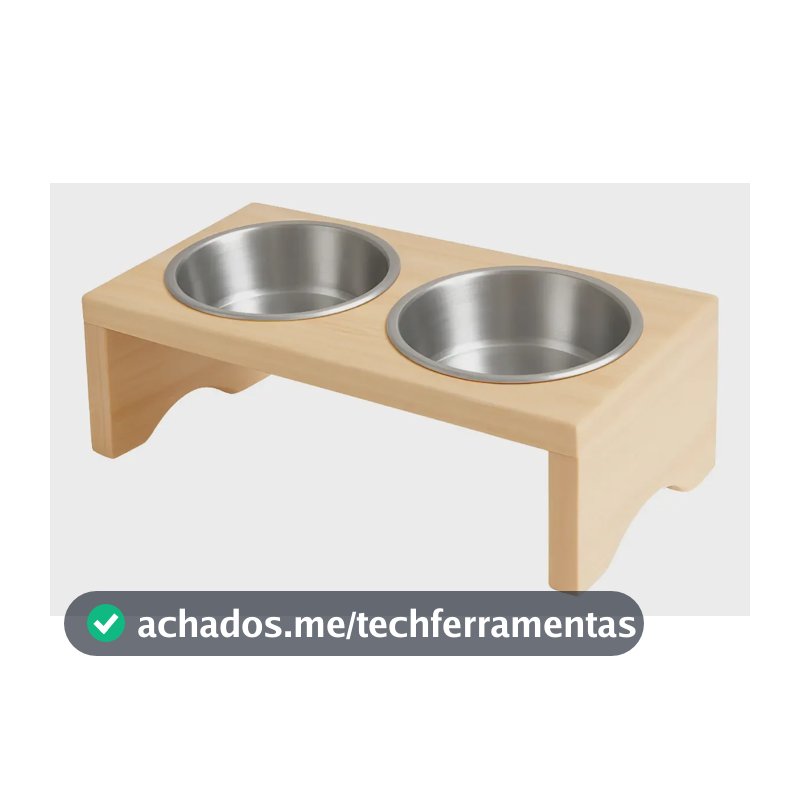 Comedouro/bebedouro Elevado Duplo Cães E Gatos Médio Porte Madeira Pinus