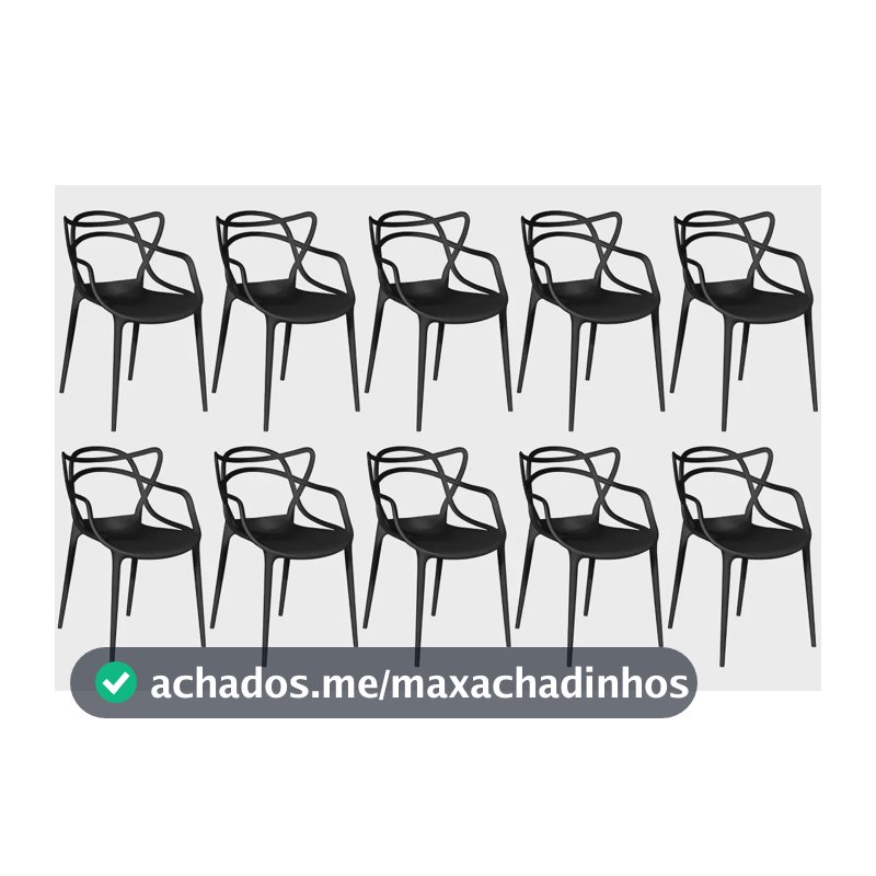 Kit 10 Cadeiras Allegra Master Empilhável Cozinha Jardim Preto Magazine Decor