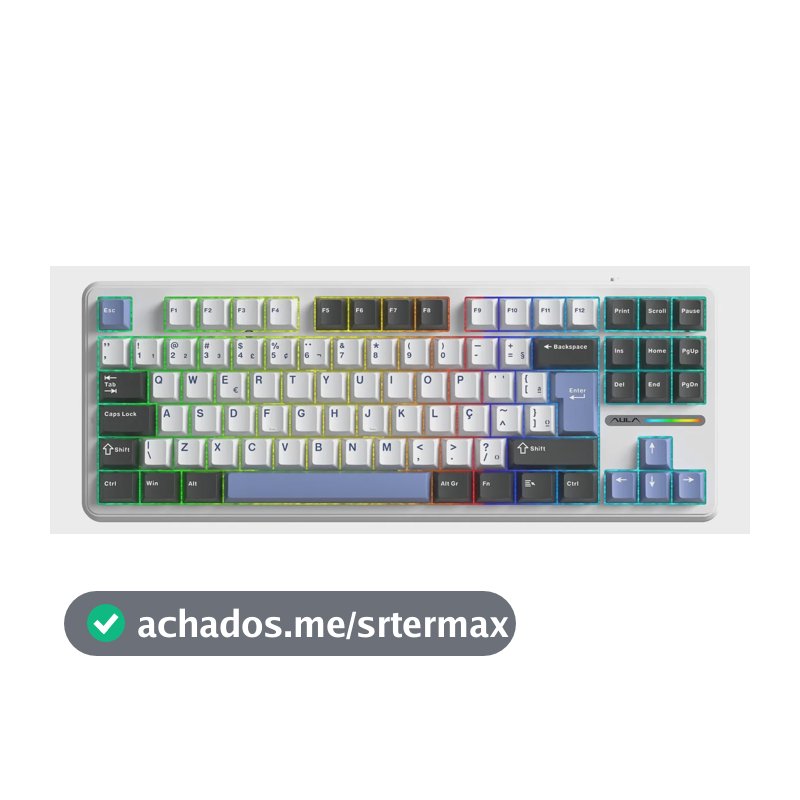Teclado Mecânico Aula F87 Sem Fio Azul Marinho Hotswap Abnt2 Branco/azul Claro/azul Marinho Português Brasil