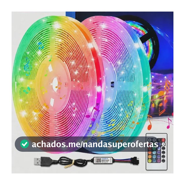 Fita Led Rgb 20m Usb Bluetooth App Controle Remoto Ip20 3535 Rgb 127/220v Usb