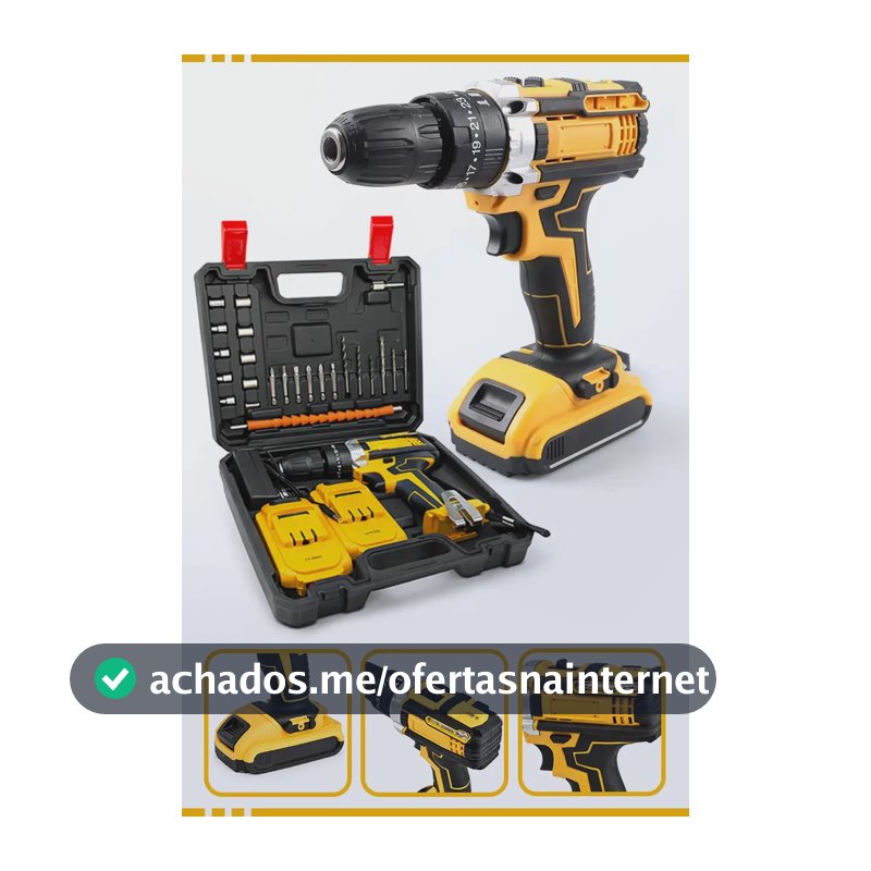 Furadeira Parafusadeira de Impacto Sem Fio Com 2 Baterias Recarregável e Maleta De Acessórios Multifuncional Com Luz De Led Uso Profissional E Doméstico Mackie Ferramentas