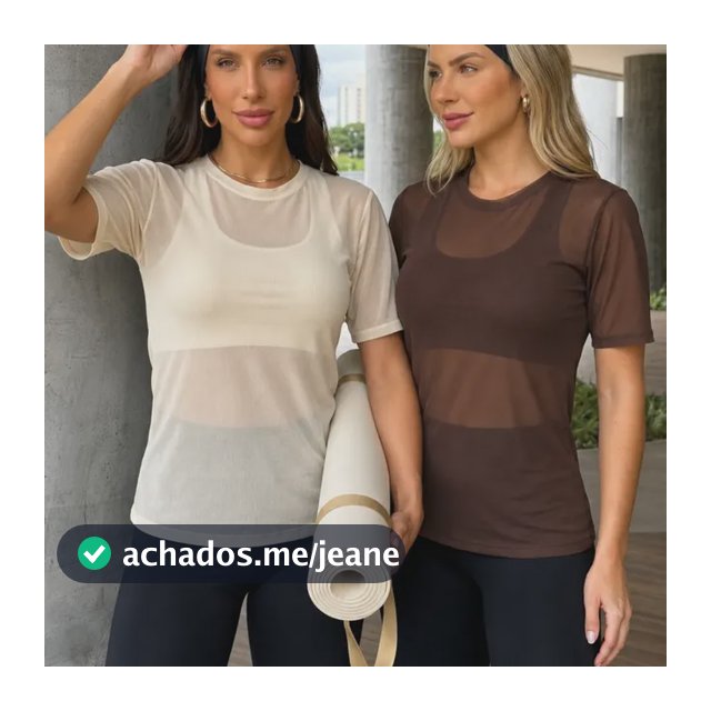Kit 2 Blusa Feminina Tule Transparente Fitness Academia