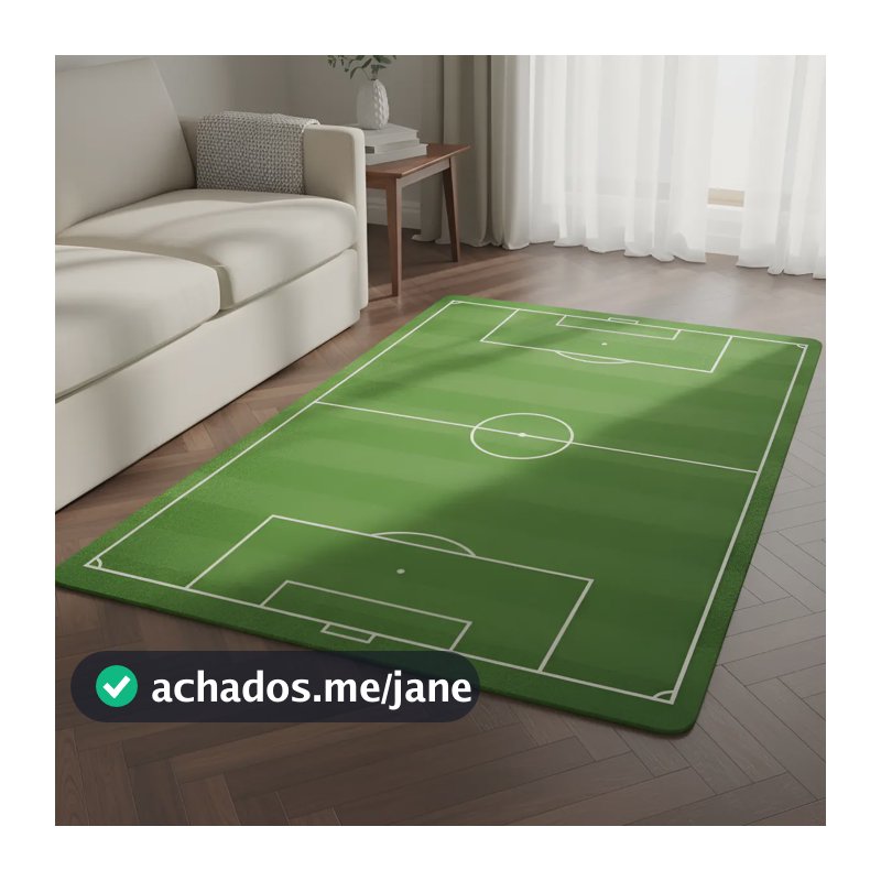 Tapete Infantil Campo Futebol Quarto Bebê Bola Jogador Jogo 1.18 M 70 Cm
