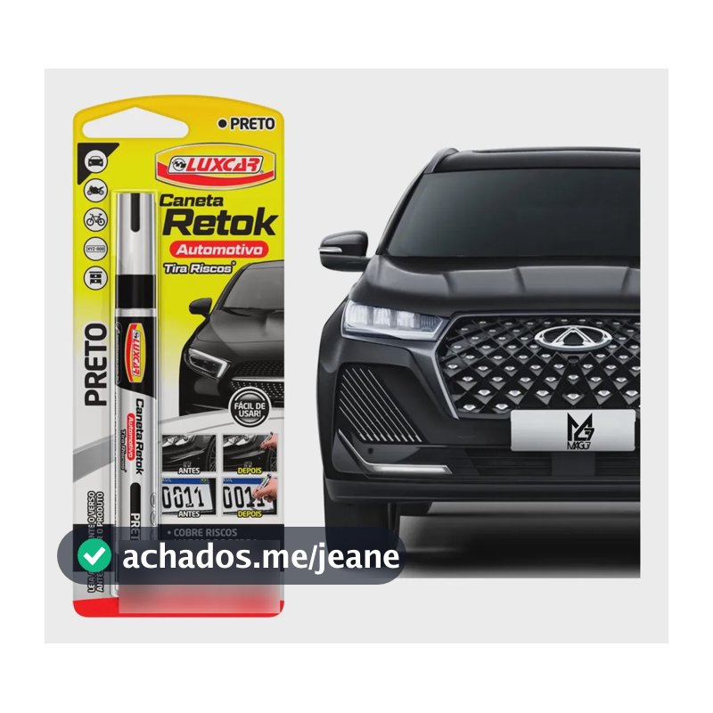 Caneta Retok Tira Riscos Automotivos Diversas Cores Luxcar Preto