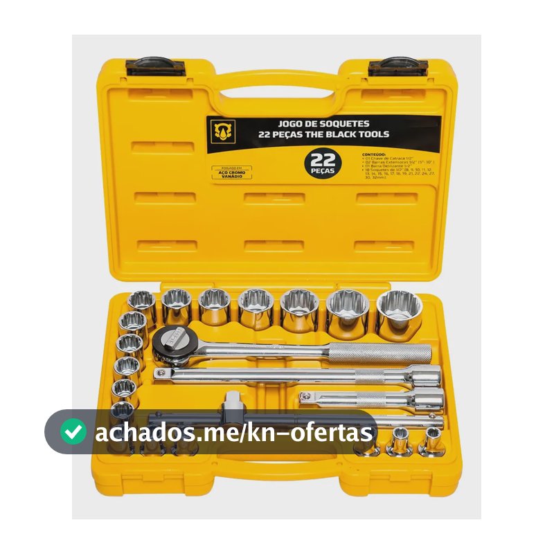 Jogo Kit de Ferramentas Manuais Chave Catraca 1/2 8 a 32mm BCS022 The Black Tools Cor Amarelo