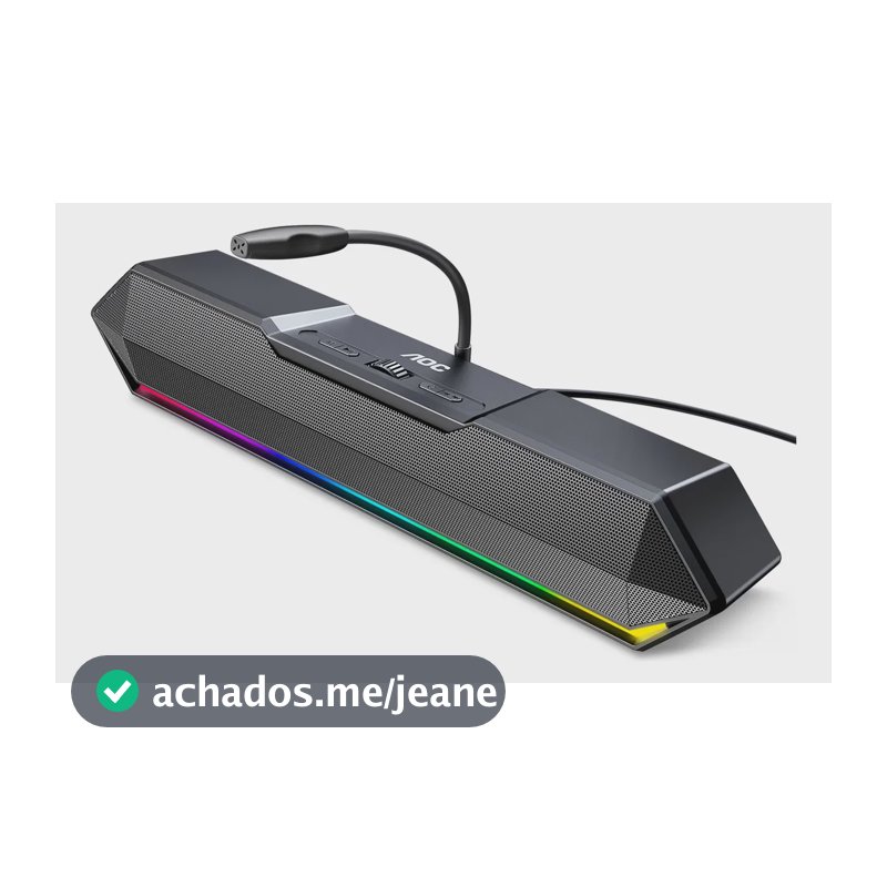 Alto-falante para PC Aoc Acs4650 10w, com microfone, alto-falantes multimídia com cabo USB, barra de som, alto-falantes estéreo com luzes LED, alto-falantes de computador desktop