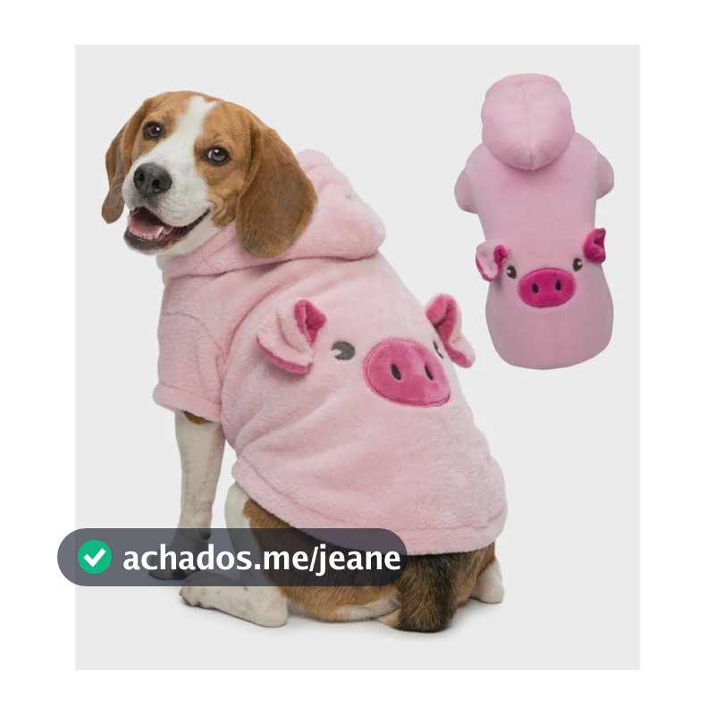 Roupa Pet Inverno Cachorro Blusa Soft Porquinho Com Capuz Gg-porte-médio