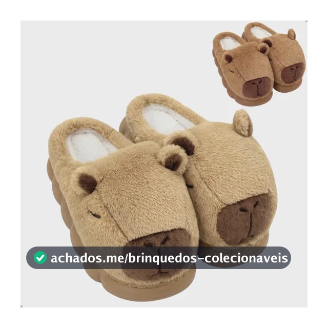 Pantufa Capivara Pelúcia Térmica Confortável Antiderrapante