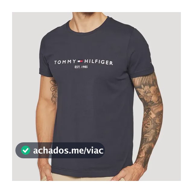 Camiseta Tommy Hilfiger Masculina Logo Tee Marinho
