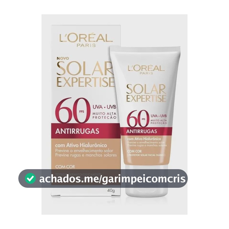 Protetor Solar Facial L'Oréal Paris Solar Expertise Antirrugas Fps 60 Com Cor Tom Claro 40g