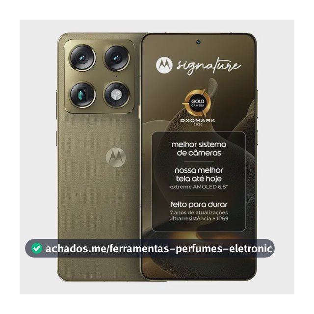 Smartphone Motorola Signature 5G - 512GB 12gb Ram + 12gb Ram Boost, 3 cameras 50MP Sony Lytia e Zoom 100x, Tela 1.5K extreme Amoled 165hz - Verde Oliva