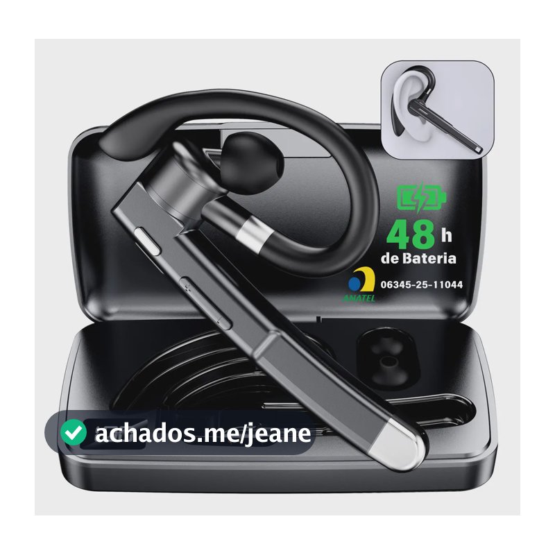 Fone de Ouvido JSKJ YYK-520 In-Ear Sem Fio Bluetooth Preto Com Microfone e Cancelamento de Ruído