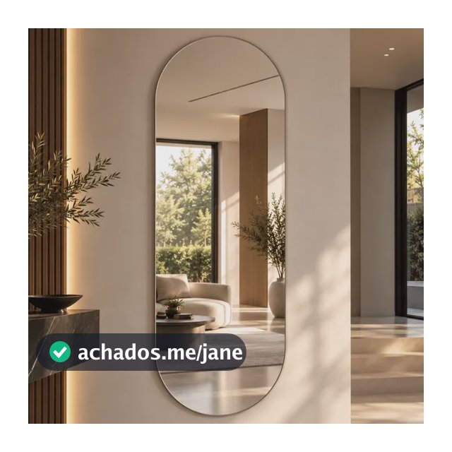 Espelho Mirano Oval Berlim 100x40cm Lapidado Design Moderno Suporte