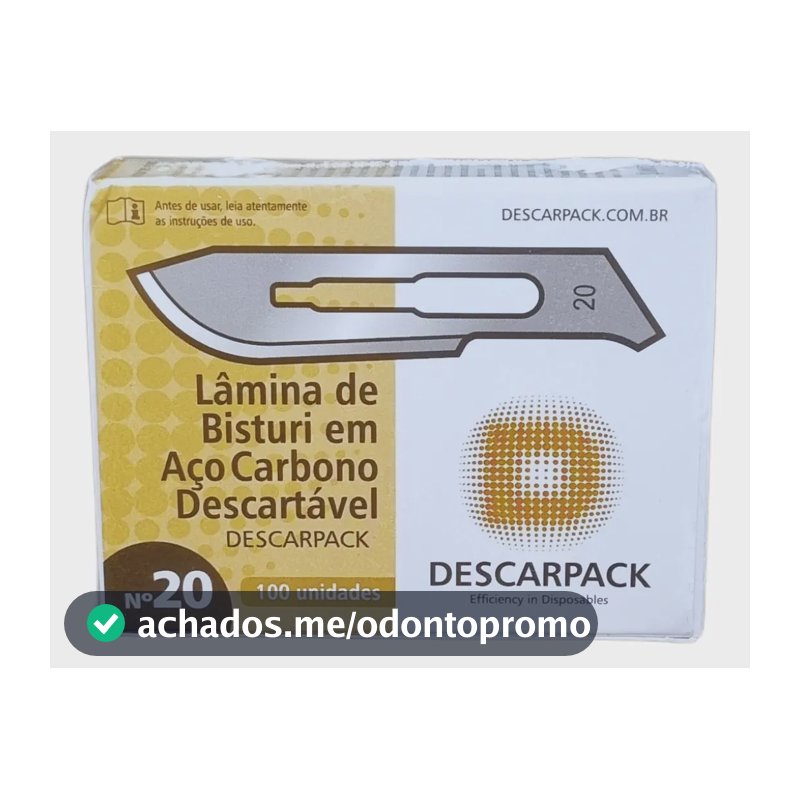 Lamina de bisturi Descarpack N20 100 unidades cor aço