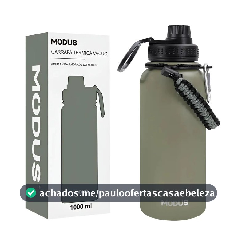 Garrafa Térmica 950ml Com Alça Aço Inox 304 Boca Larga Cor Verde-musgo