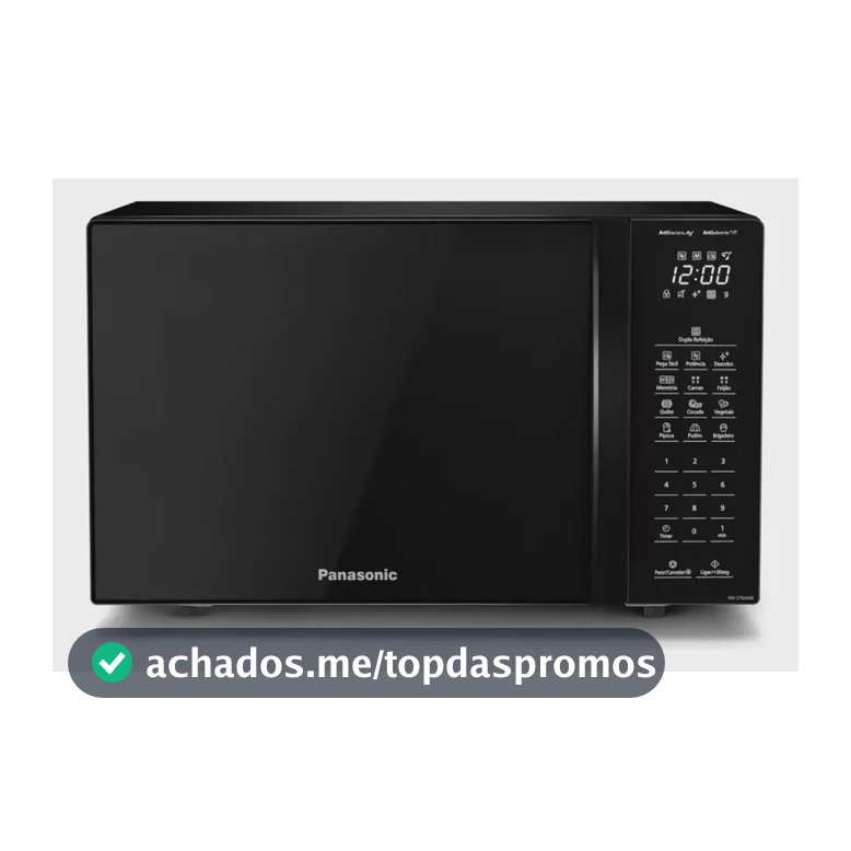 Microondas Panasonic Nn-st66nbru Black Glass 34L Dupla Refeição