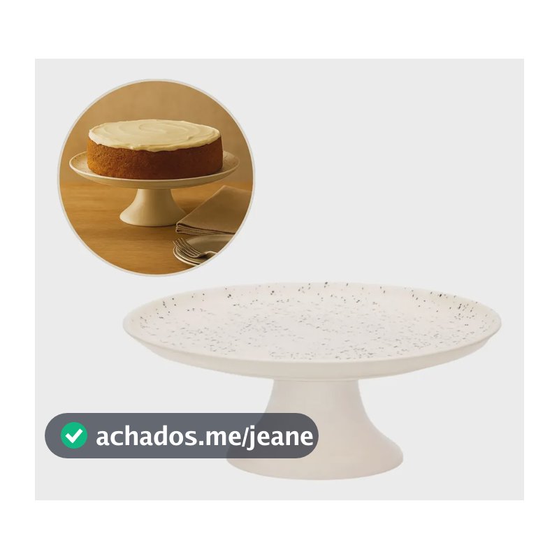 Prato Para Bolo Boleira De Cerâmica Com Pé Chuvisco Oxford