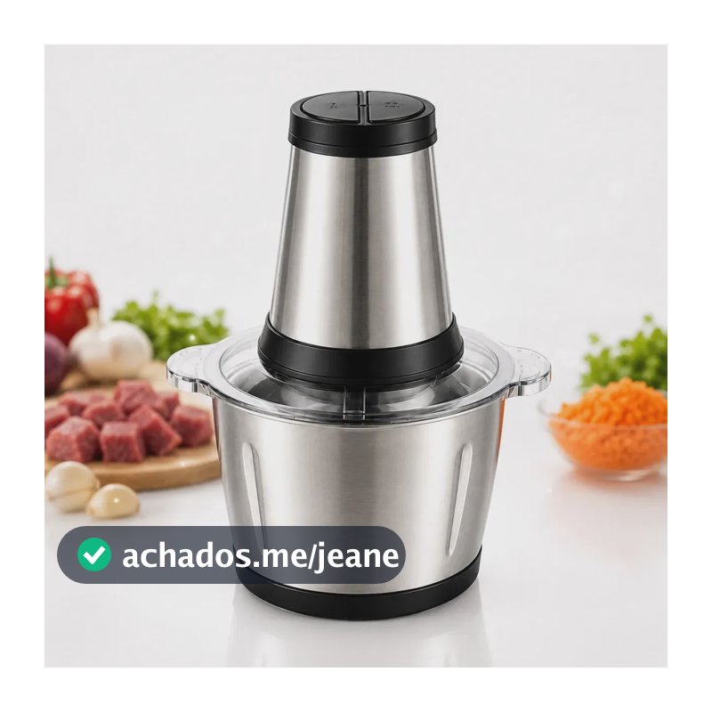 Processador De Alimentos Elétrico 2L Inox Triturador Moedor Picador 250W Multifuncional Cozinha