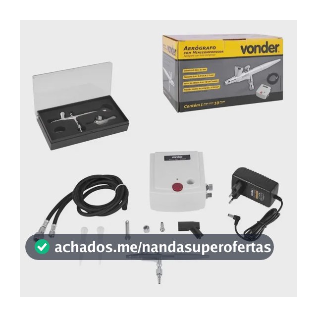 Aerógrafo Profissional Com Minicompressor Bivolt Kit Vonder