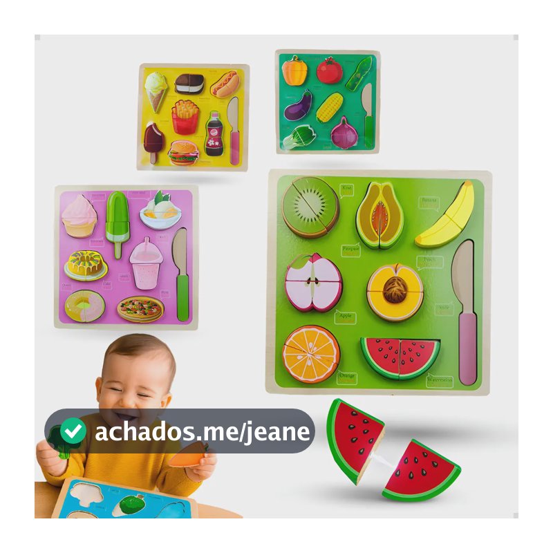 Kit Comidinhas De Madeira Magnéticas Montessori Educativo