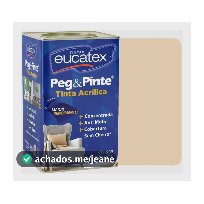 Tinta Eucatex Acrílica Peg Pinte Anti-mofo 18l - Cores Acabamento Fosco Cor Areia Pipa