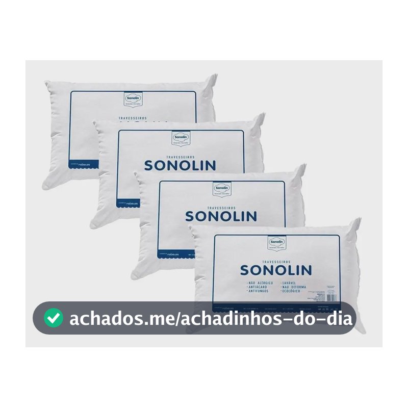 04 Travesseiros Prime Em Fibra Siliconada 180 Fios Sonolin Branco