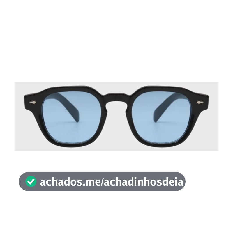 Óculos De Sol Redondo Masculino Feminino Fortuna Old Money Preto E Azul