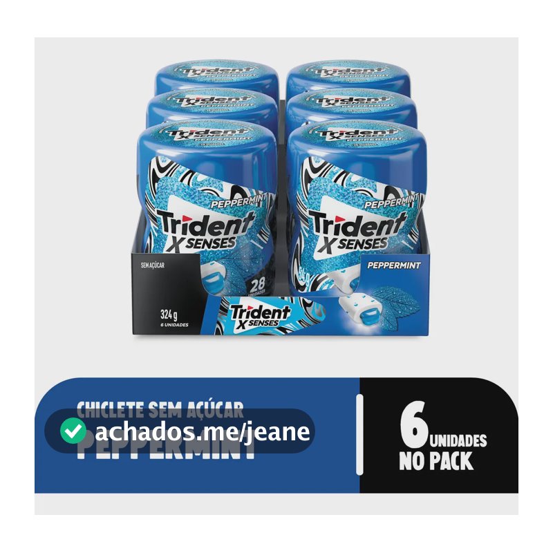 Chiclete Trident XSenses PepperMint - Caixa com 6 Unidades de 54g