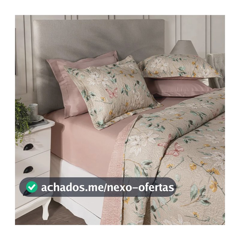 Kit Cobre Leito Colcha Casal 3 Peças Boutis Lisas Dupla Face Porta Travesseiro Aba Americana Isabel Areia