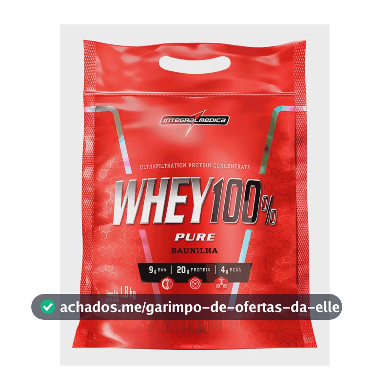Whey 100% Pure 1,8kg Refil Integralmedica Sabor Baunilha